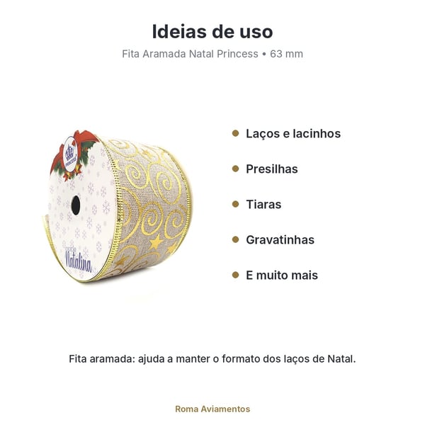 Ideias de uso da fita aramada Natal Princess para laços de Natal