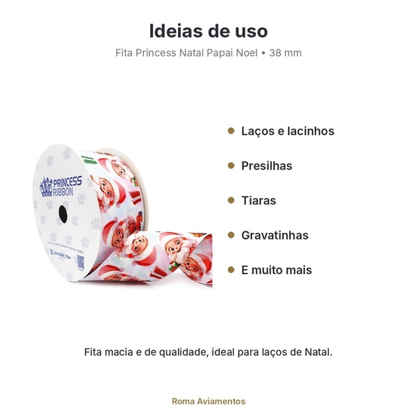 Ideias de uso da fita Princess Natal Papai Noel para laços e presilhas