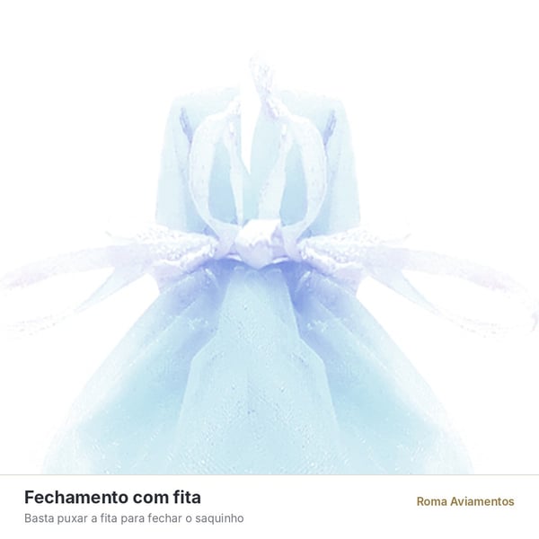 Saco de Organza Azul BB 006 100 unidades - fechamento com fita