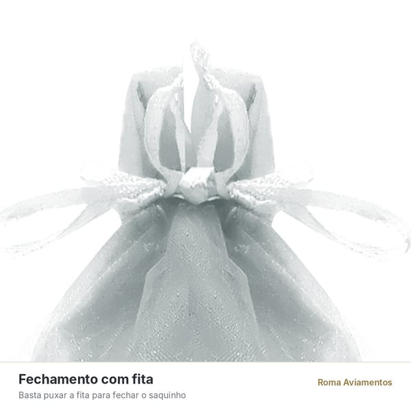 Saco de Organza Prata 100 unidades - fechamento com fita