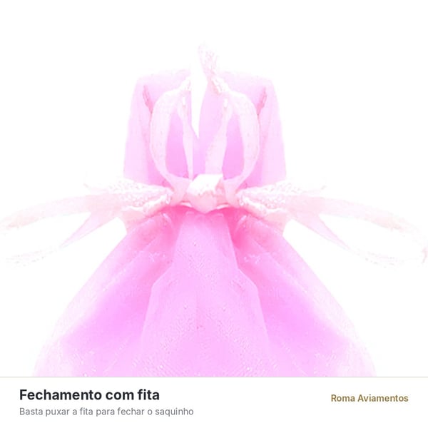 Saco de Organza Rosa BB 080 10 unidades - fechamento com fita