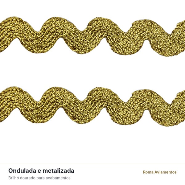 Sianinha Metalizada Dourada São José 9mm x 10m - detalhe