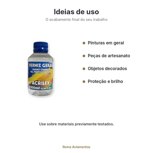 Verniz Geral Acrilex 100ml - ideias de uso em pintura e artesanato