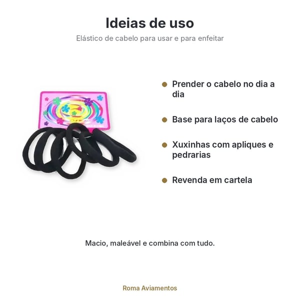 Elástico Xuxinha Preto 2cm 72 unidades - ideias de uso