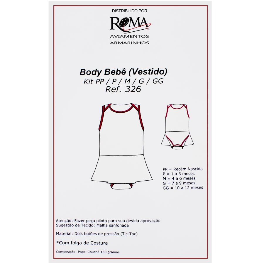 Molde para body bebê (vestido) Kit PP - P - M - G - GG  - 27000