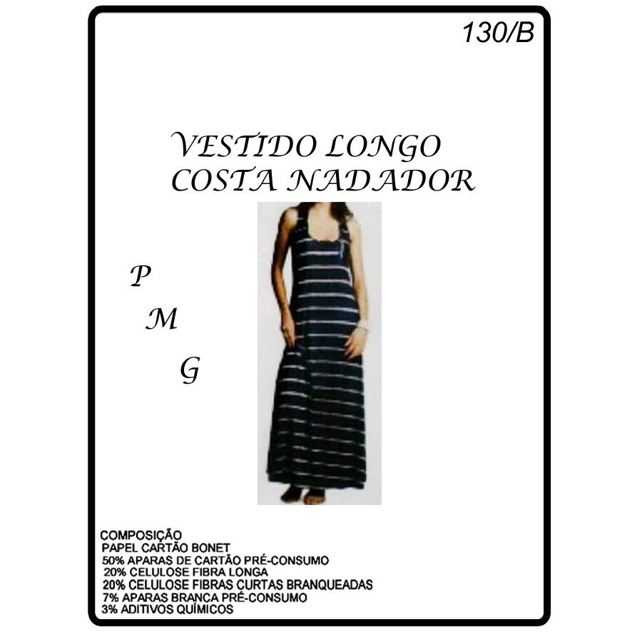 Molde Nº 130/B Vestido longo costa nadador tam. P, M e G - 17344