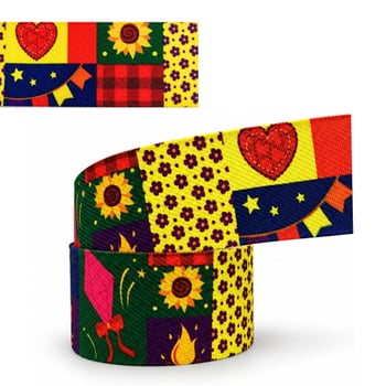 Fita Jeans Estampada Retalhos Junina rolo e medida 38mm
