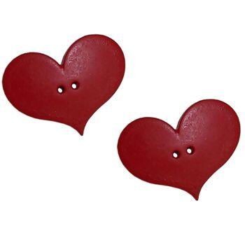 Botão coração estonado pct.2 unidades vermelho fosco - 11094
