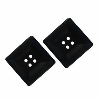 Botão Quadrado 4 furos - Preto 9076 - 50 unidades