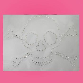 Strass termo caveira prata 21cm X 14,5cm  pct. c/5 unidades 2253 - 12194 
