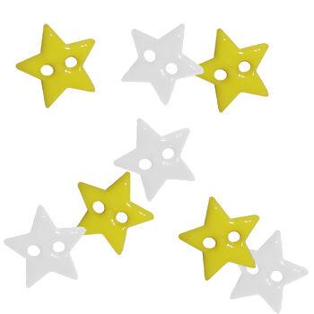 Botão estrela sortido 12mm branco/amarelo pct. com 10 un. - 13908