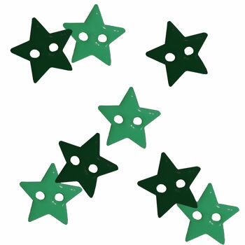 Botão estrela sortido 12mm verde/musgo pct. com 10 unidades - 13908