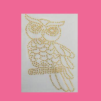 Strass termo coruja 338 dourado pct. com 5 un. Tam. 14,5cm X 10cm  -  14913