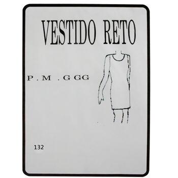 Molde Nº 132 Vestido reto Tamanhos P, M, G e GG  -  15386