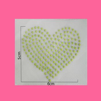 Strass termo coração verde fluor 398 pct. com 5un. - 16722