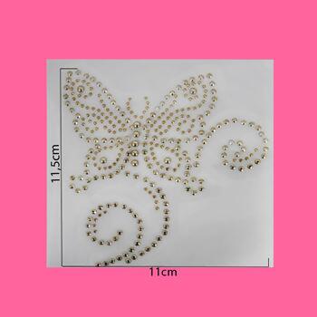 Strass termo borboleta dourado 147 pct. com 5un. - 17058