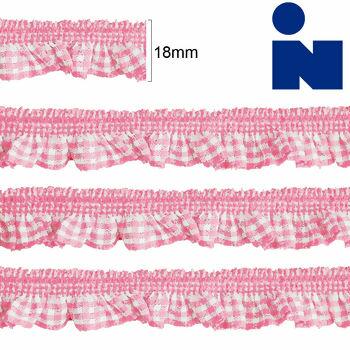 Fita xadrez babadinho c/elastico 761 peça com 18mm X 10m Rosa BB - 17894