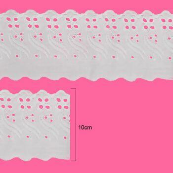Bordado inglês - 10cm x 13,7m - Branco - 21335  