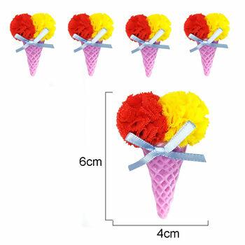 Enfeite sorvete - Grande - 20 unidades - Lilás/Vermelho/Amarelo - 36656