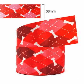 Fita de cetim - Pet - Najar - 38mm x 10m - Ossinhos/Vermelho - 37115