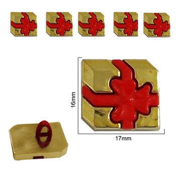 Botão infantil caixa de presente 6031 dou/verm  pct. com 24 un. - 13436  
