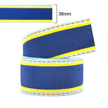 Fita pespontada jeans - Sinimbu - 38mm x 10m - Azul/Amarelo/Laranja - 36949