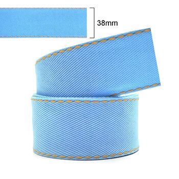Fita pespontada jeans - Sinimbu - 38mm x 10m - Azul claro/Laranja - 1785/38