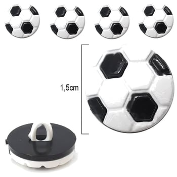Botão infantil bola de futebol 1,5cm 25 unidades