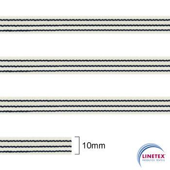 Gorgurão BD - Linetex - 10mm x 50m - Cru/Marinho - 013291