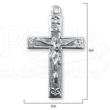 Crucifixo da Trindade para terço níquel 2x3cm 50 unidades