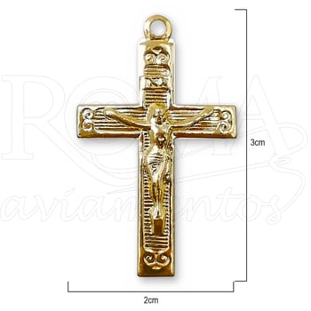 Crucifixo da Trindade para terço dourado 2x3cm 50 unidades