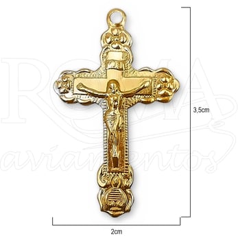 Crucifixo da Trindade para terço dourado 2x3,5cm 50 unidades