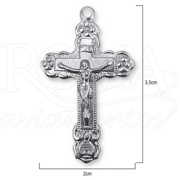 Crucifixo da Trindade para terço níquel 2x3,5cm 50 unidades