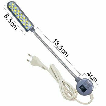 Luminária Lâmpada 20 Led Haste Flexível e Base com imã Magnético