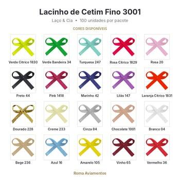 Lacinho de cetim fino - Laço & Cia 3001 - 100 unidades - cores e opções disponíveis