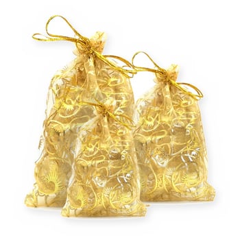 Saco de Organza Estampa Arabescos Dourado - Pacote com 100 Unidades - RO.150944
