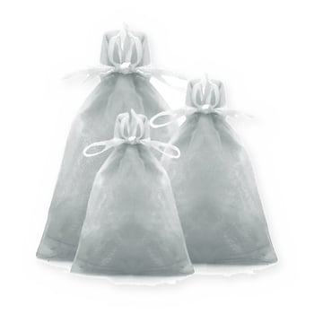 Saco de Organza Prata para Lembrancinhas - Pacote com 10 Unidades - ROFR.119143