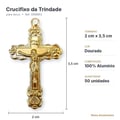 Ficha técnica crucifixo da Trindade 2x3,5cm dourado alumínio