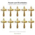Pacote com 50 crucifixos da Trindade para terço dourado 3,5cm