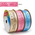 Fita Cetim Estampada Com Carinho Sinimbu - 3 cores Azul Marfim Rosa 22mm rolo 10 metros
