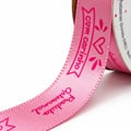 Fita Cetim Estampada Com Carinho Sinimbu cor Rosa C02 22mm rolo 10 metros