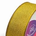 Fita Cetim com Lurex Ouro Cinderela cor Dourado 55 22mm rolo 10 metros