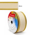 Fita Decorada Aramada Dourado Creme 1918 largura 38mm