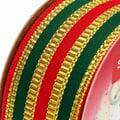 Fita Decorativa Natal Verde/Vermelho/Dourado Sinimbu - detalhe do fio dourado