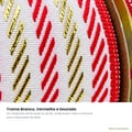 Detalhe trama Branco Vermelho Dourado Fita Natal Sinimbu