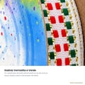 Fita Natal Sinimbu Xadrez detalhe textura Branco Verde Vermelho Dourado fio metalizado
