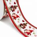 Fita Natal Princess Gnomo e Corações 38mm - detalhe da estampa