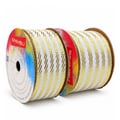 Fita Natal Sinimbu Branco Dourado 10m rolos 38mm e 57mm