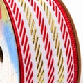 Detalhe da trama Fita Natal Sinimbu Branco Vermelho Dourado