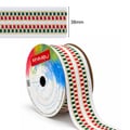Fita Natal Sinimbu Xadrez 38mm Branco Verde Vermelho Dourado rolo 10 metros